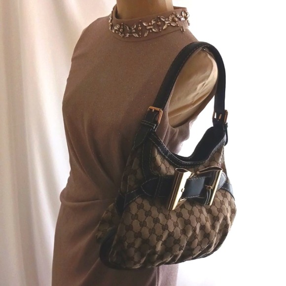 Gucci Tote Shoulder Bag Purse w LARGE GOLD BOW CC Monogram Canvas Vintage - Picture 8 of 17